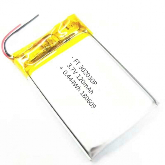 3.7v 120 mah batería de polímero de litio de desgaste ft302030p