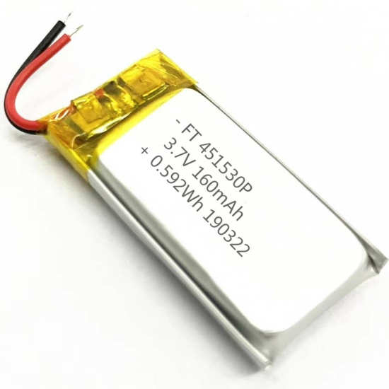 3.7v 160 mah batería de polímero de litio ft451530p