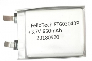 ft603040p 3.7v 650mah batería de polímero de litio con certificado