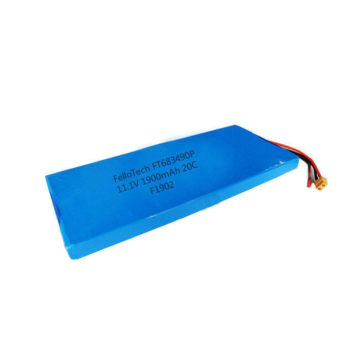 Batería de lipo de 11.1v 1900mah ft683490p con descarga de alta velocidad de 20c para ejercicio médico